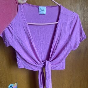 Cute purple toe top and cardigan.